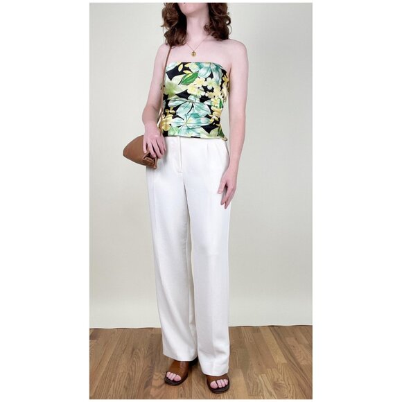 Vintage 100% Silk Corset Top Floral Print Strapless Pleated Old Money Luxury - Picture 11 of 11